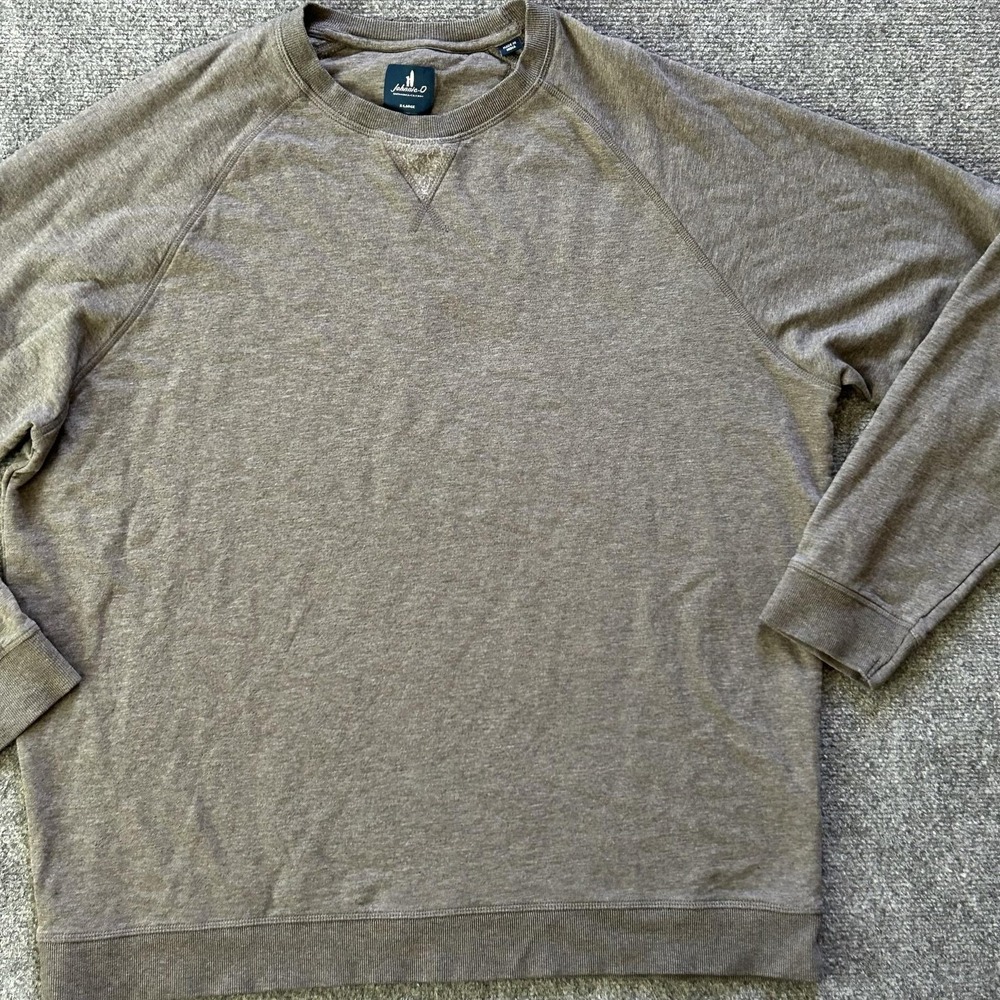 Johnnie-O Sweatshirt Mens XL‎ Brown Freeman Crewneck Fleece Stretch Pullover